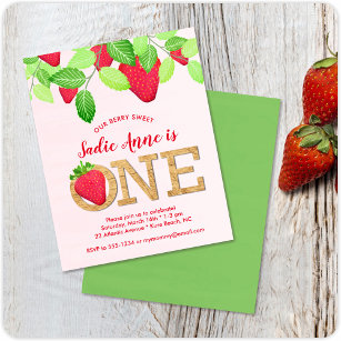 Sweet Strawberry 1er Anniversaire Budget Invitatio