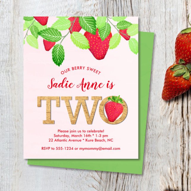 Sweet Strawberry 2e anniversaire Invitation budgét (Créateur téléchargé)
