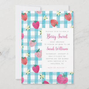 Sweet Strawberry En vichy Baby shower Invitation