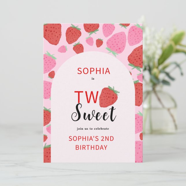 Sweet Strawberry Invitation d'anniversaire (Debout devant)