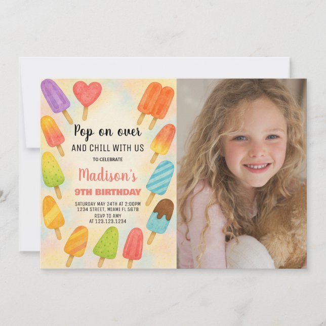 Sweet Summer Popsicle Anniversaire Invitation (Devant)