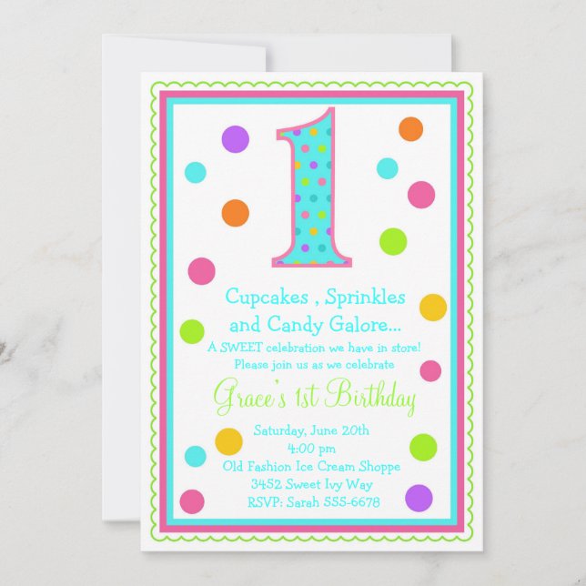 Sweet Surprise 1er Anniversaire Invitation (Devant)
