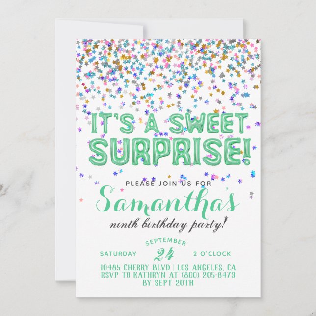 Sweet Surprise Anniversaire Confetti Invitation (Devant)