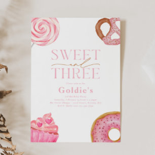 Sweet Three Anniversday Party Invitations