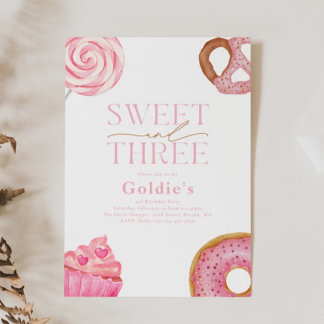 Sweet Three Anniversday Party Invitations (Créateur téléchargé)