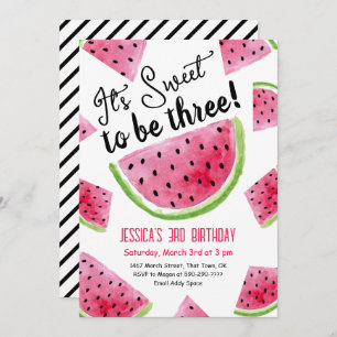 Sweet to Be Three Melon Anniversaire Invitation