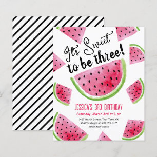 Sweet to Be Three Melon Anniversaire Invitation