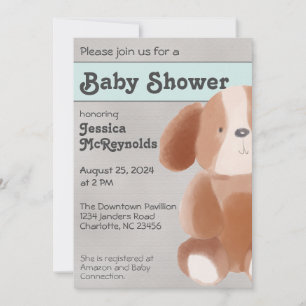 Sweet Toy Chien Gris et Invitation Baby shower Tur