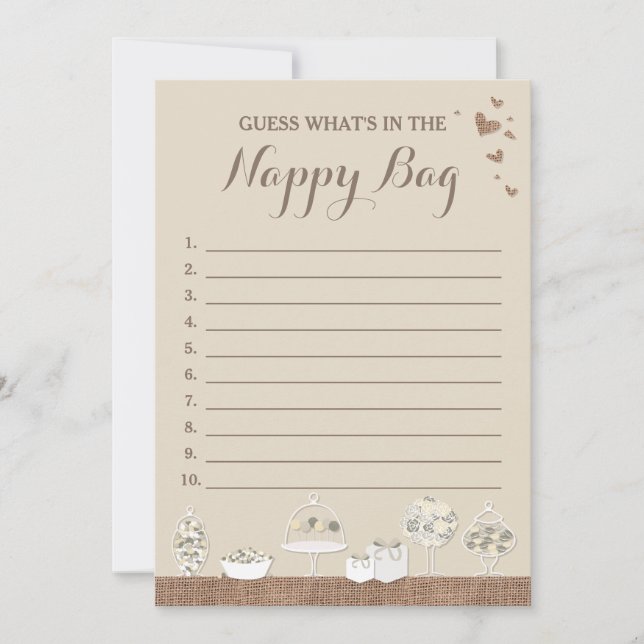 Sweet Traitements Baby shower rustique Guesser Jeu (Devant)