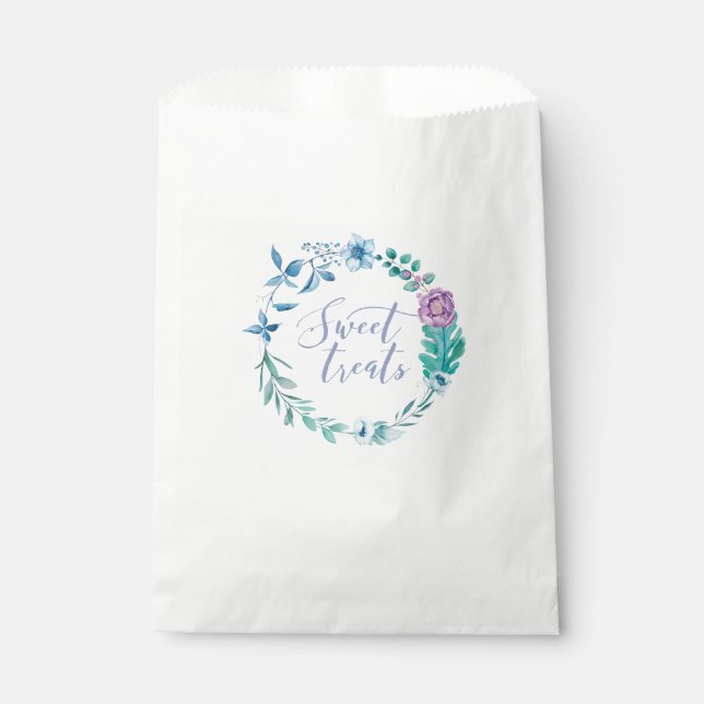 Sweet Traitements violet floral mariage Favor Sacs (Devant)