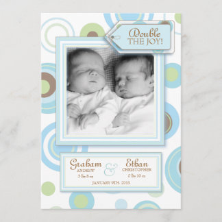 Sweet Twin Boys Jacquard photo Faire-part de naiss