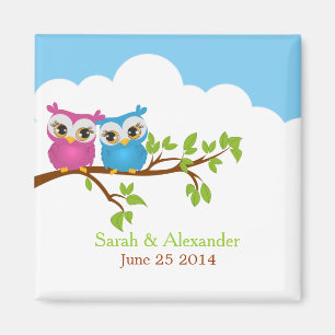 Sweet Twins Owls Boy Girl Baby Magnet