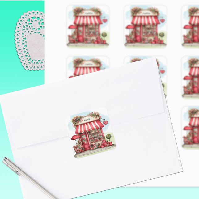 Sweet Valentine Flower Shop Personalized Sticker (Créateur téléchargé)