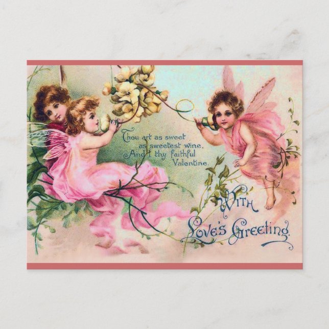 Sweet Victorian Fairy Valentine Carte postale (Devant)