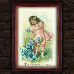 Sweet Vintage 1908 Floral Girl Birthday Poster