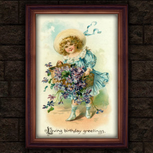 Sweet Vintage 1908 Floral Girl Birthday Poster