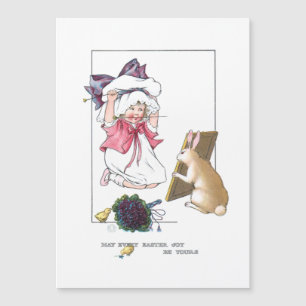 Sweet Vintage fille avec Bonnet et Lapin de Pâques