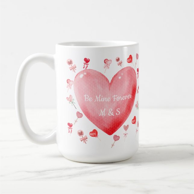 Sweet Watercolor Heart Valentine Mug (Gauche)