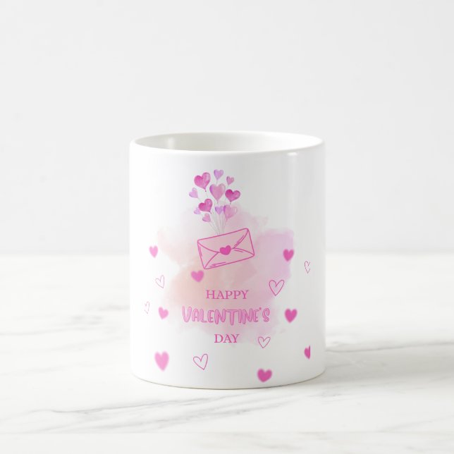 Sweet Watercolor Hearts Valentine’s Day Coffee Mug (Centre)