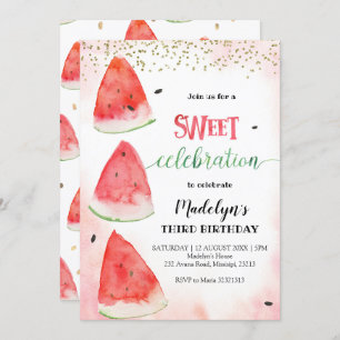 Sweet Watermelon été Invitation d'anniversaire