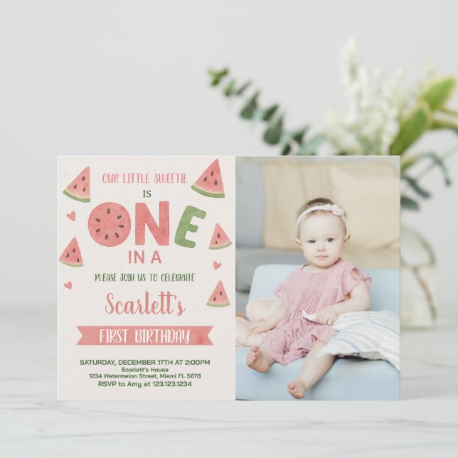 Sweet Watermelon Invitation d'anniversaire pour en (Debout devant)