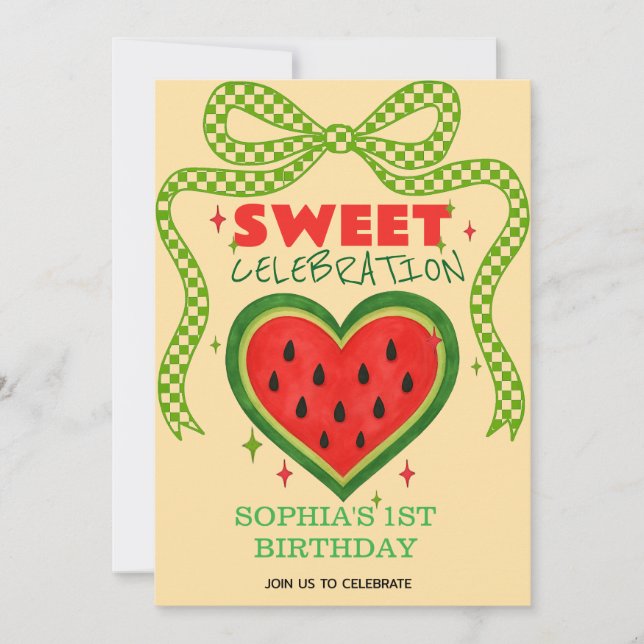 Sweet Watermelon Ribbon Été Invitation (Devant)
