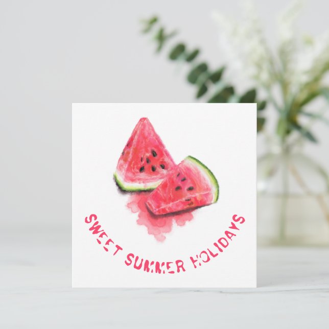Sweet Watermelon Summer Holiday Card Texte personn (Debout devant)