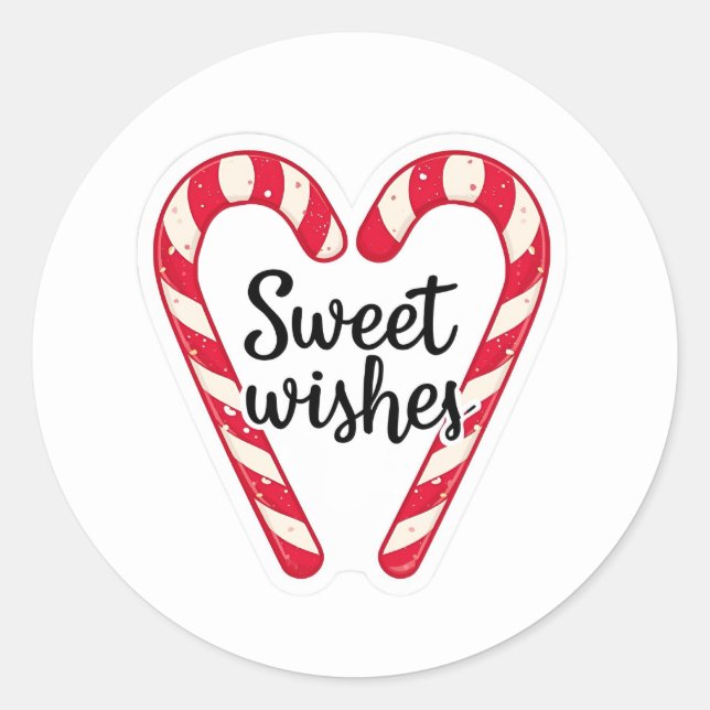 Sweet Wishes Christmas Sticker | Candy Cane Heart  (Devant)