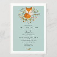 Sweet Woodland Fox première invitation d'anniversa