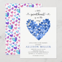 Sweetheart Blue Heart Boys Baby shower Invitation
