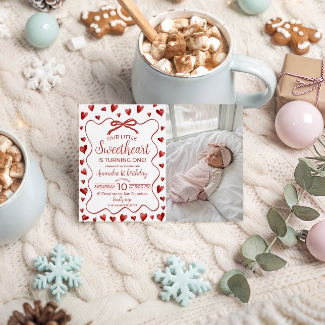 Sweetheart First Birthday Invitation Photo (Créateur téléchargé)