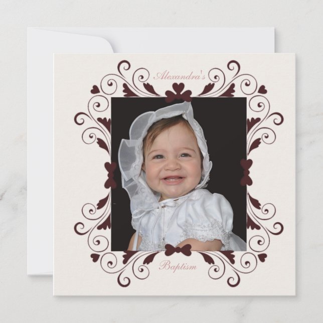 Sweetheart Frame Photo Baptism Invitation (Devant)