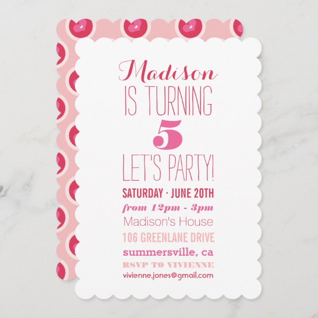 Sweetheart Love Rose Girl Anniversaire Invitation (Devant / Derrière)