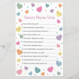 Sweetheart Nursery Rhyme Trivia Baby shower Jeu