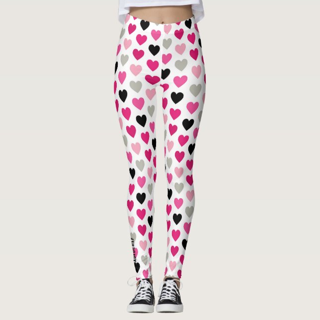 Sweetheart Scribbles: Pink and Black Heart Legging (Devant)