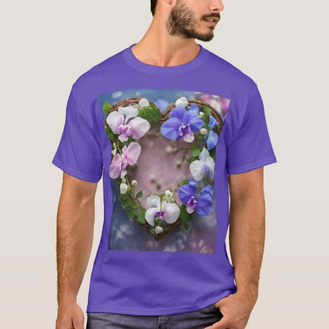 Sweetpea Heart Vine - Basic Dark T-Shirt Design (Devant)