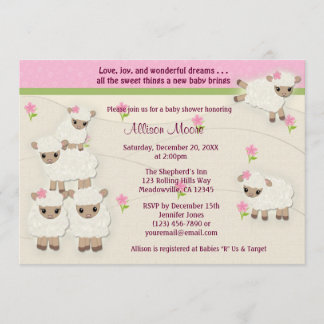 Sweets Dreams LAMB Baby shower invitation fille SD