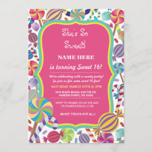 Sweety Dessert Candy Sweet 16 ou tout Invitation d