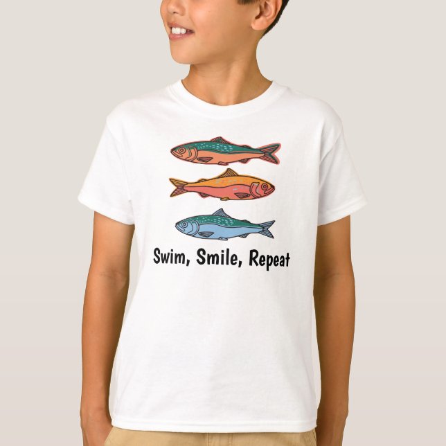 swime, smile, repeat, Tuna Kids T-Shirt (Devant)