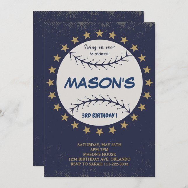 Swing on Over Baseball Anniversaire Invitation (Devant / Derrière)