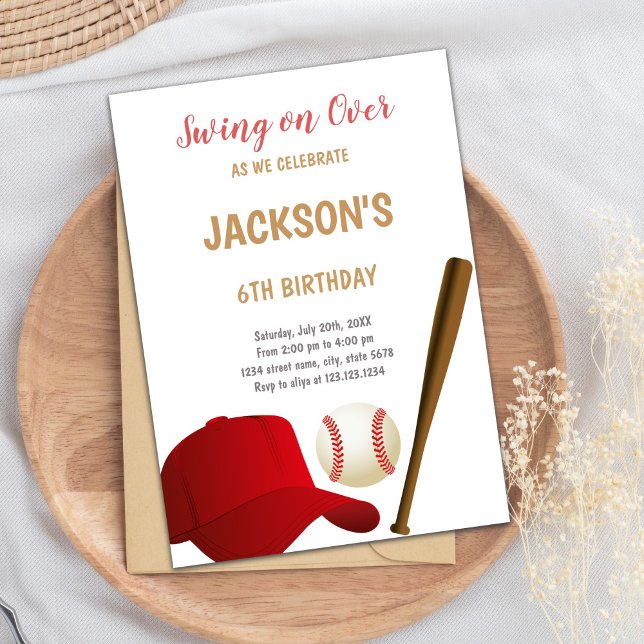 Swing On Over Baseball Invitation Anniversaire (Swing on Over Baseballs Birthday Invitations)