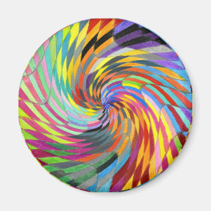 Swirl couleur À damiers Magnet de mandala psychédé
