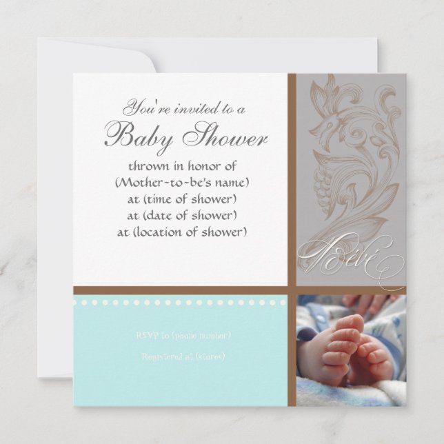 Swirl moderne n Polka Dot - Invitation de douche p (Devant)