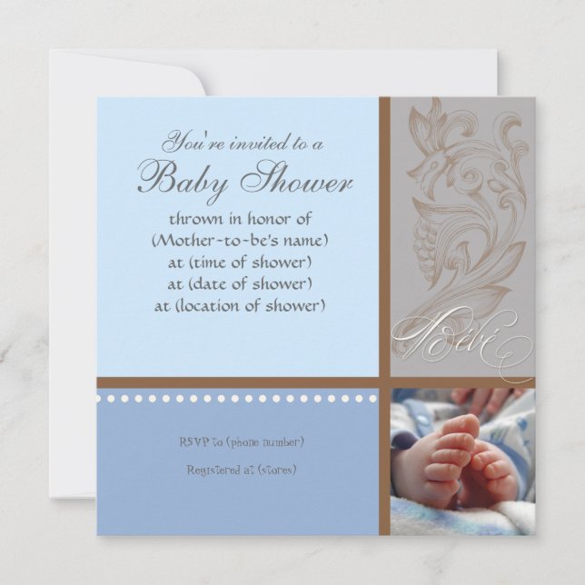 Swirl moderne n Polka Dot - Invitation de douche p (Devant)