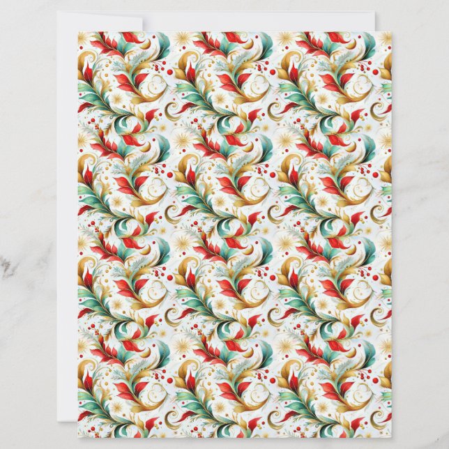 Swirled christmas floral craft paper (Devant)
