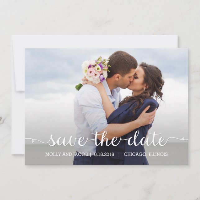 Swirling Script Wedding Enregistrer La Carte Date (Devant)