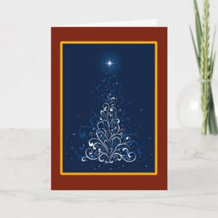 Swirls Christmas Tree dans la carte bleue