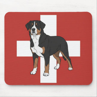 Swissy avec tapis de souris drapeau suisse