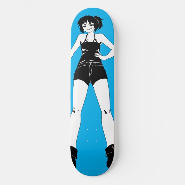Swordswoman Anime Girl Skateboard Deck (Recto)