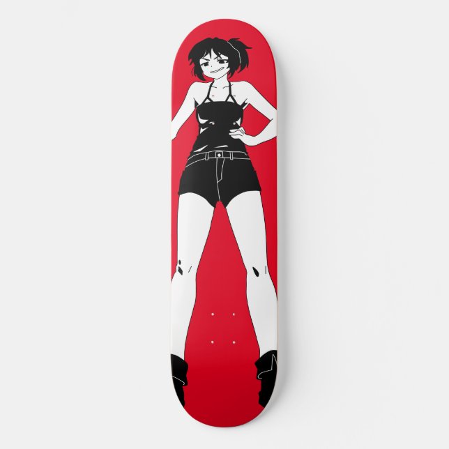 Swordswoman Anime Girl Skateboard Deck (Recto)